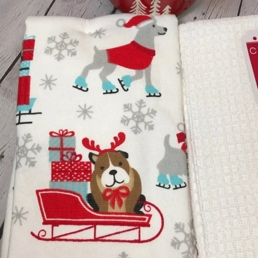 NWT Christmas kitchen towels with dachshund